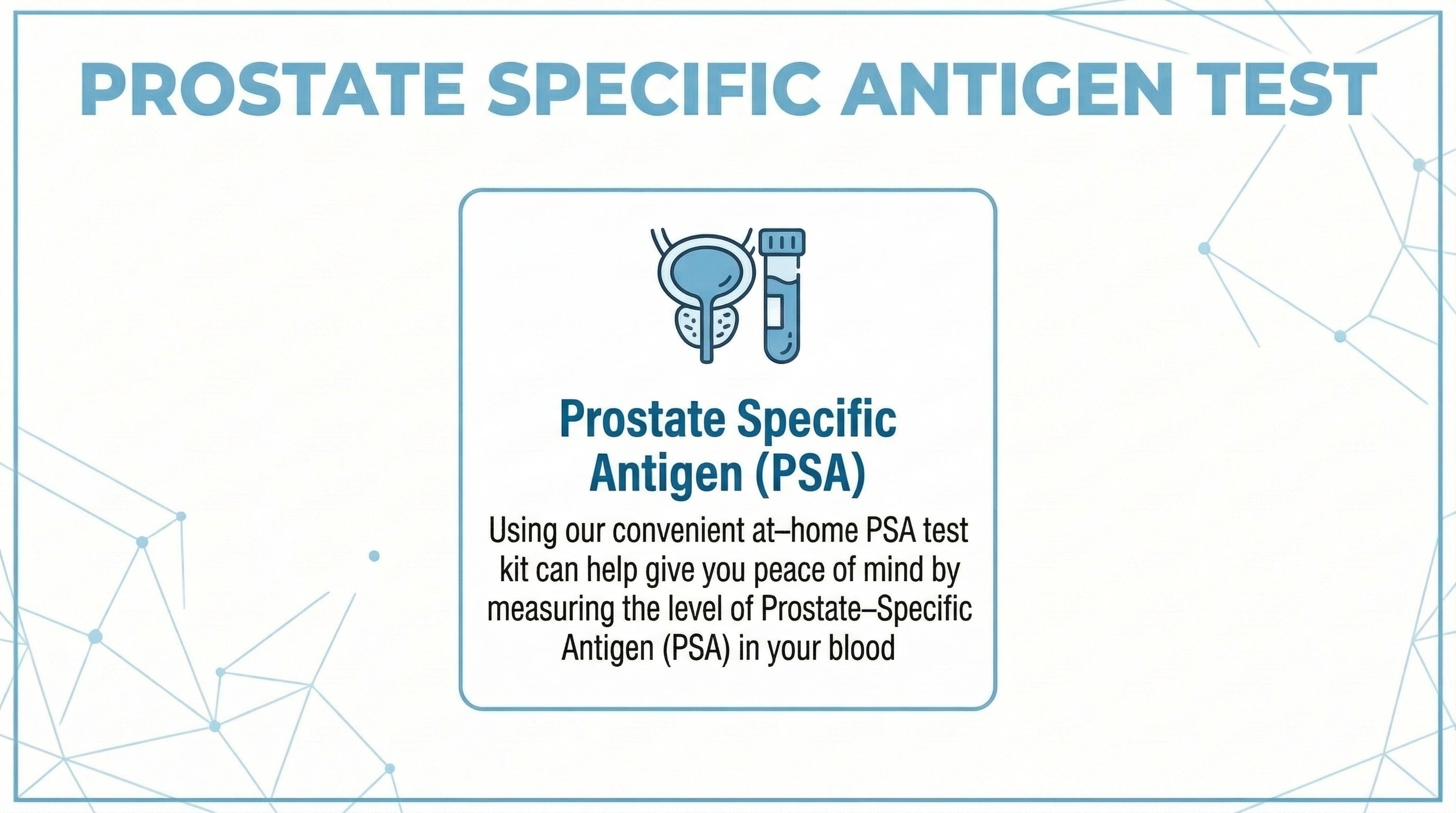 At Home Prostate Specific Antigen PSA Test card — convenient home blood test measuring PSA levels for prostate health