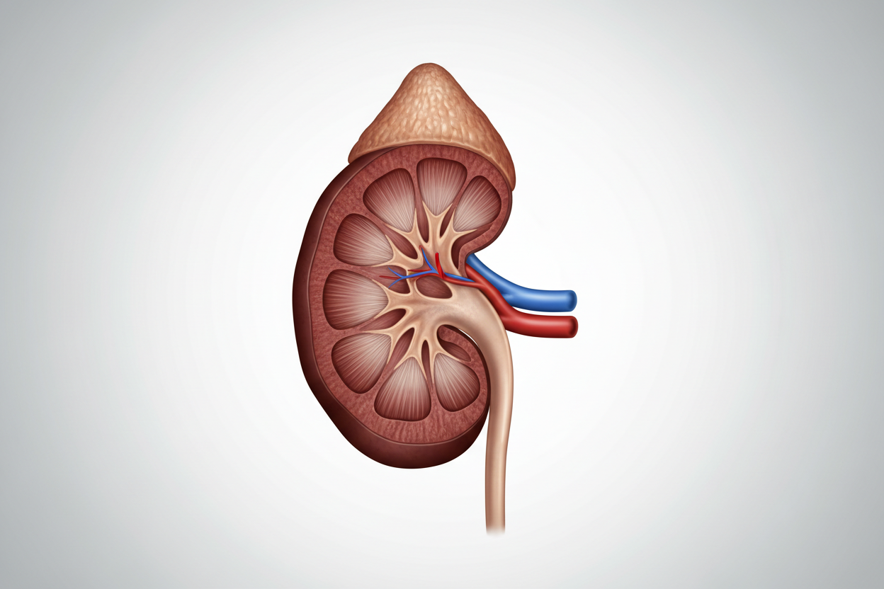 Anatomical illustration of the human kidney showing internal structure — Kidney Health blood test