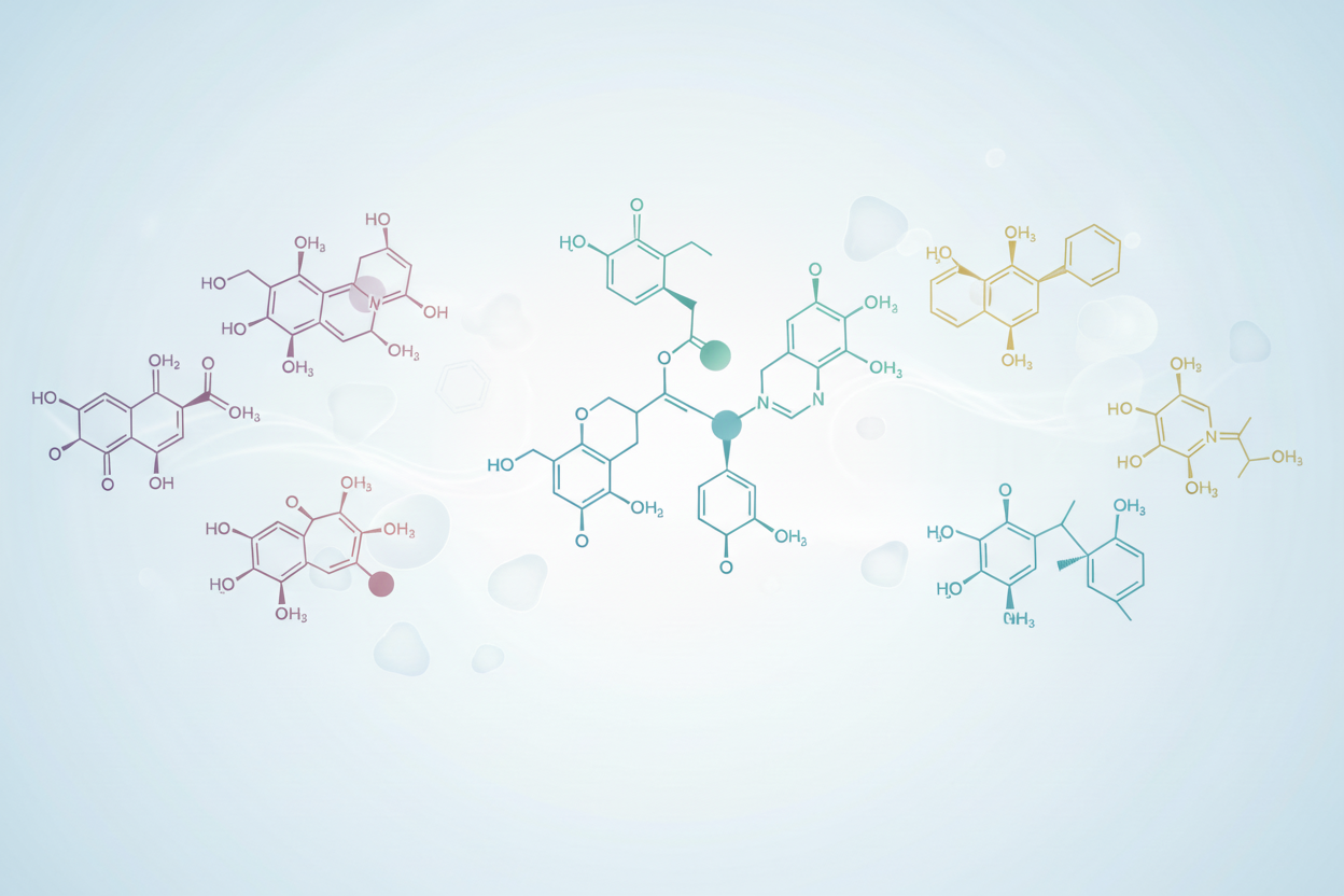 Scientific illustration of hormone and steroid molecular chemical structures — Hormonal Health blood test