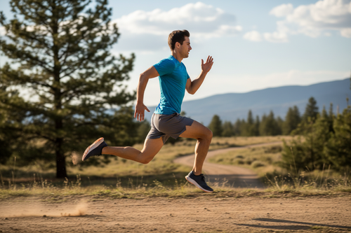 Man sprinting on an outdoor trail — Advanced GP2 comprehensive blood test for heart, nutritional, hormonal and metabolic health